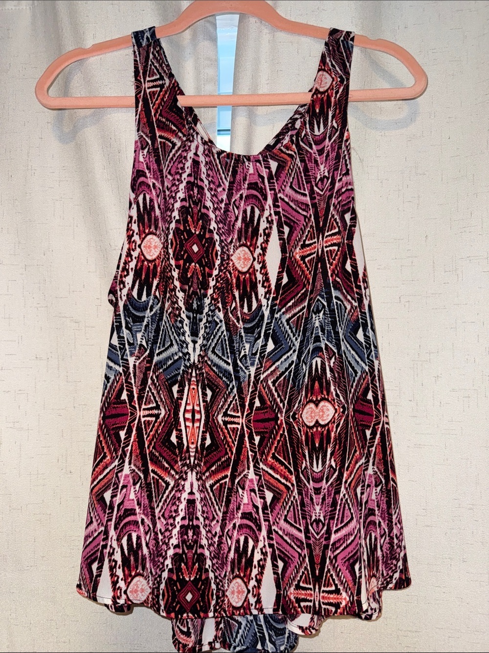 Xhilaration Pink and Black Geometric Tank Top
